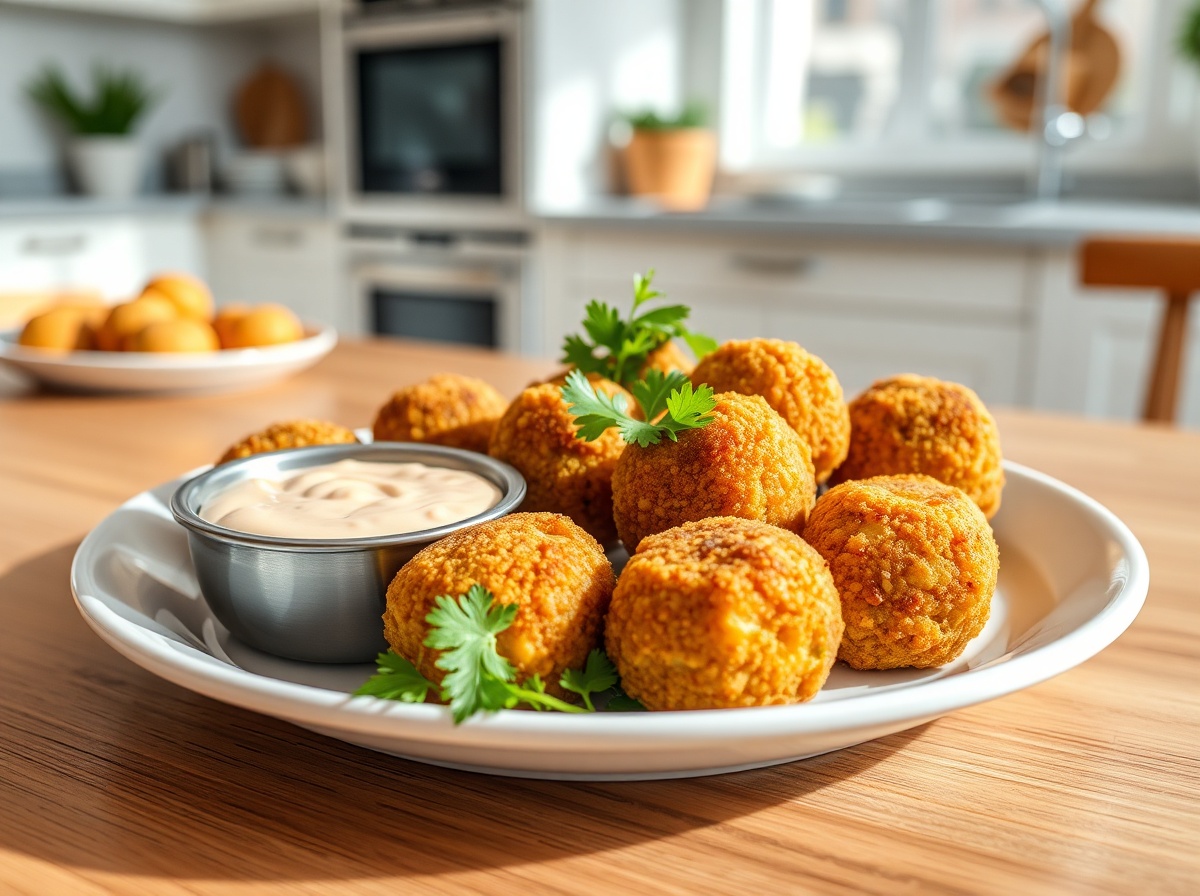 Köstliche Falafel, die im Airfryer zubereitet wurden - perfekt knusprig und gesund.