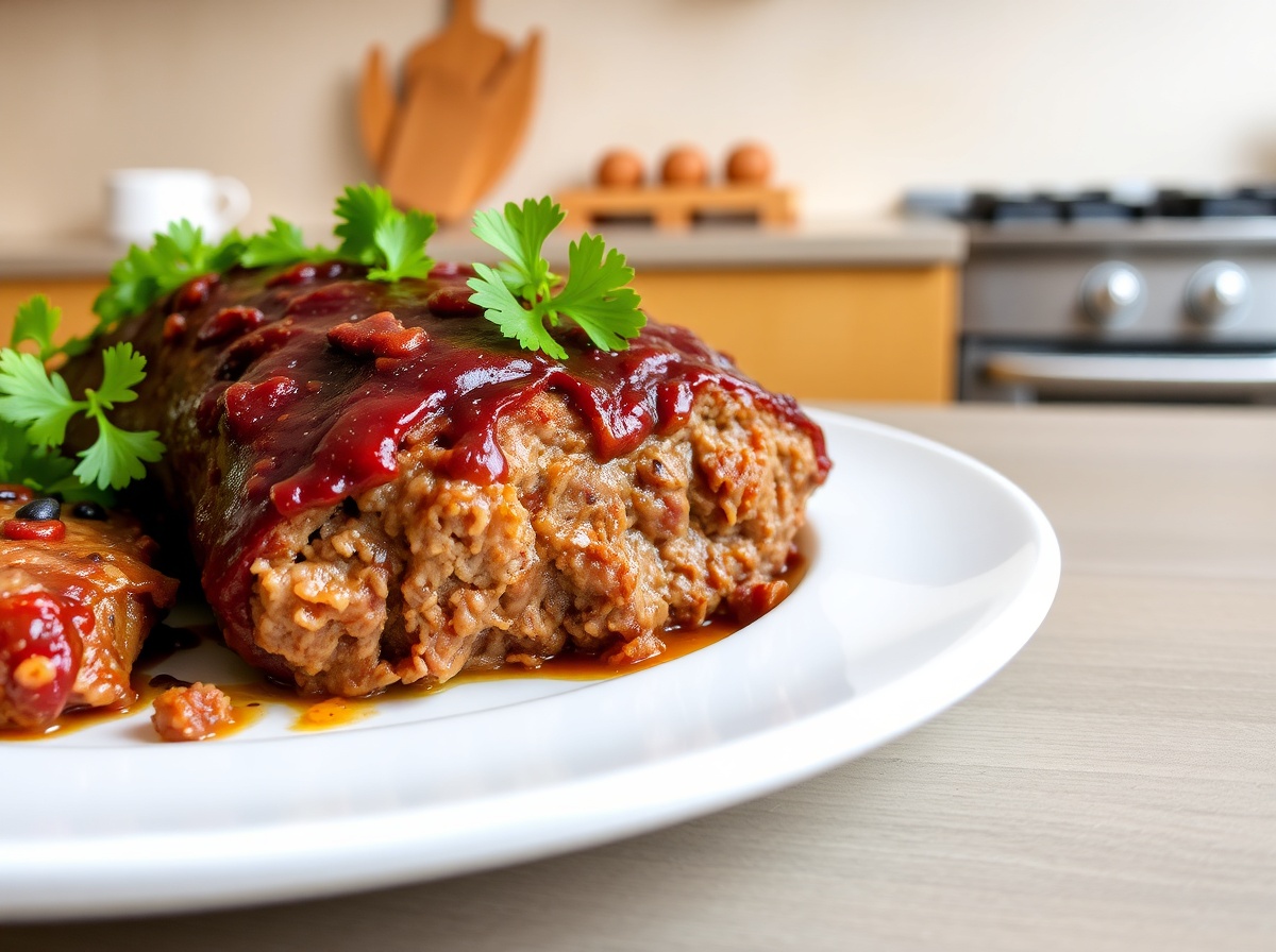 Saftiger Hackbraten, perfekt zubereitet im Airfryer mit knuspriger Kruste.
