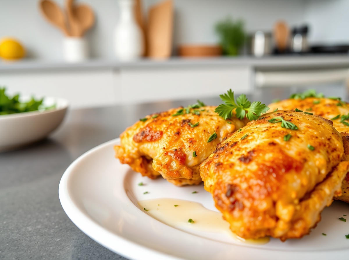 Leckere Hähnchenschenkel, perfekt zubereitet im Airfryer für einen knusprigen Genuss.
