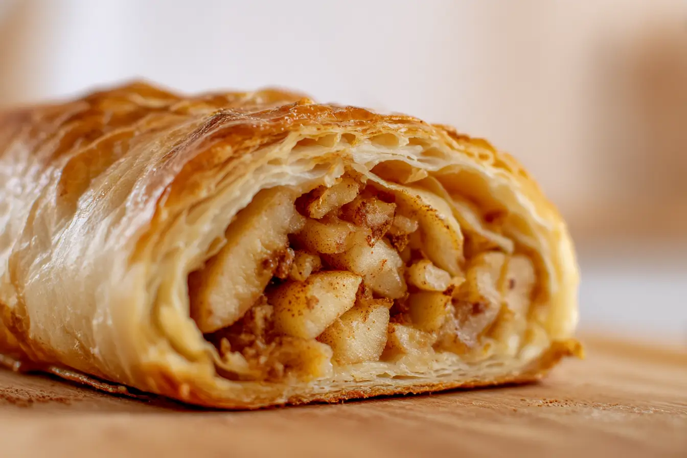 Leckerer Apfelstrudel, der perfekt in der Heißluftfritteuse zubereitet wird.