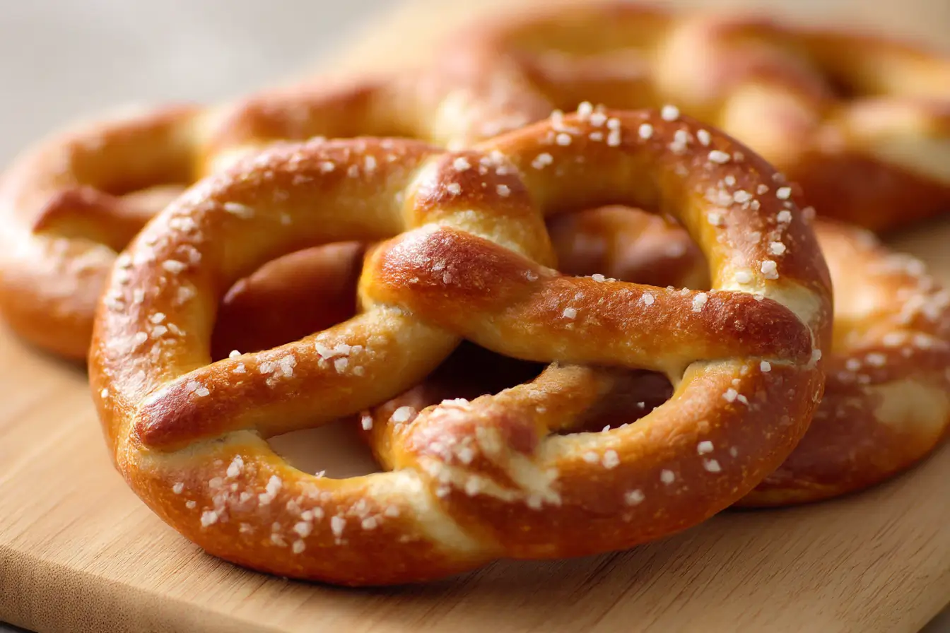 Leckere Aufbackbrezeln im Airfryer, goldbraun und knusprig, perfekt für Snacks.