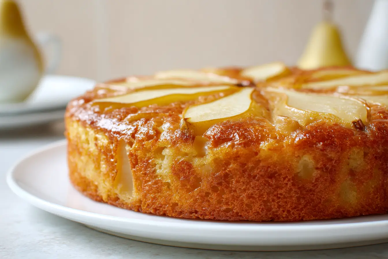 Leckerer Birnenkuchen im Airfryer, perfekt gebacken mit saftigen Birnen und knuspriger Kruste.