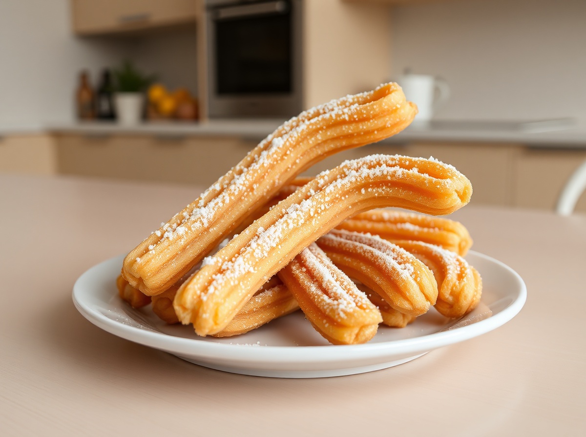 Leckere Churros, goldbraun und knusprig, perfekt zubereitet im Airfryer für jeden Anlass.