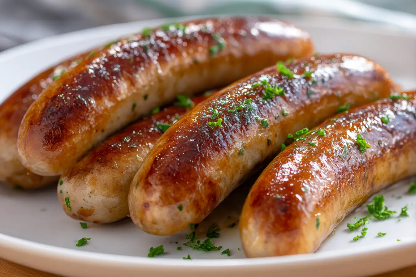 Saftige, goldbraune Bratwürste aus der Heißluftfritteuse für ein perfektes Grillvergnügen.