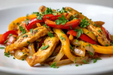 Saftiges Hähnchengeschnetzeltes, perfekt zubereitet in der Heißluftfritteuse für ein schnelles Abendessen.