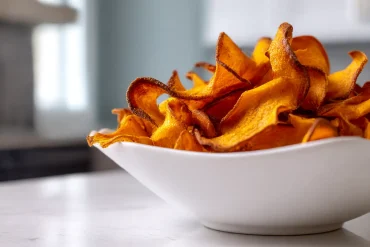 Leckere, knusprige Karottenchips aus der Heißluftfritteuse, perfekt als Snack.