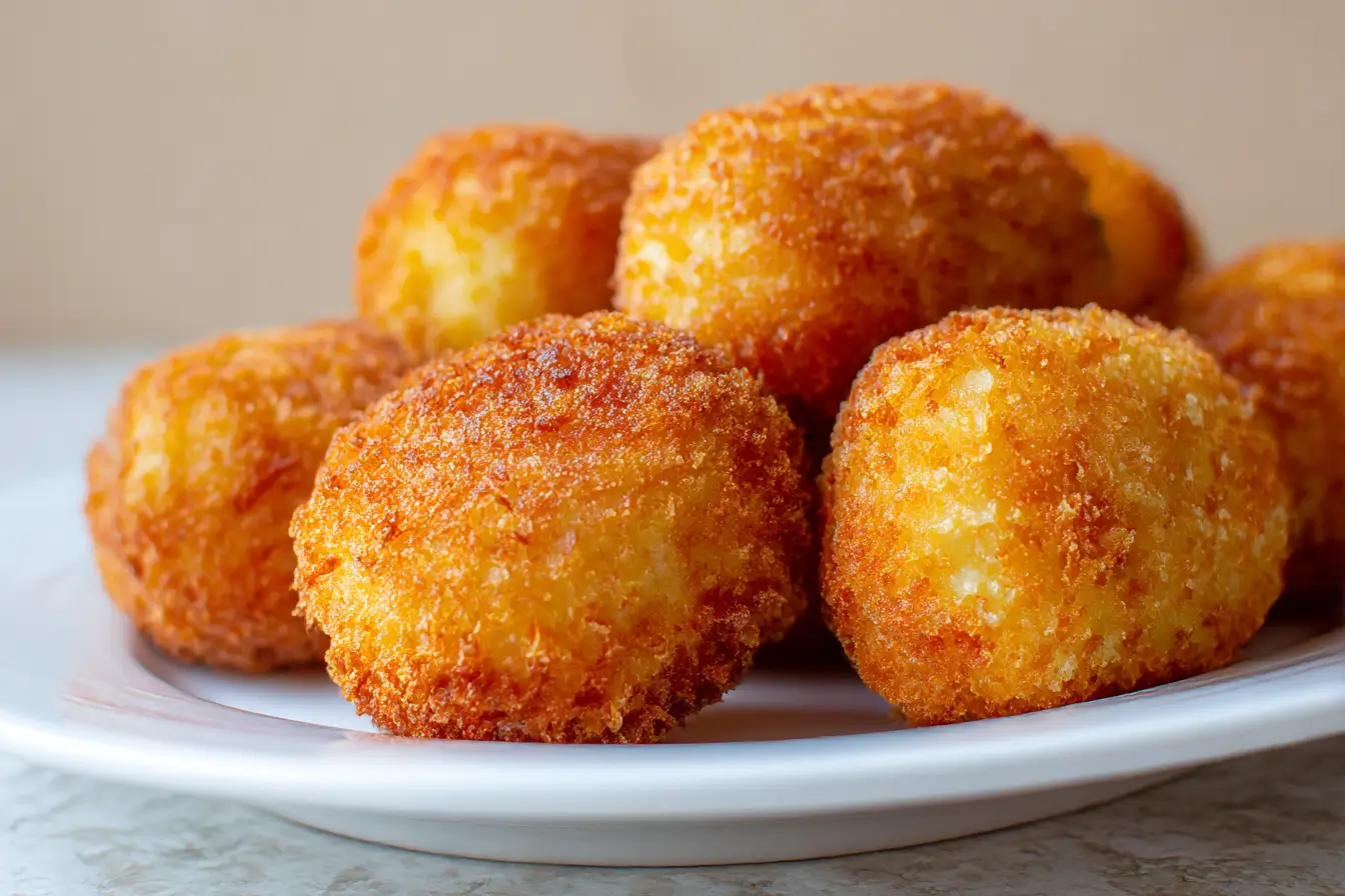 Goldene Kartoffelkroketten, perfekt zubereitet in der Heißluftfritteuse für knusprigen Genuss.