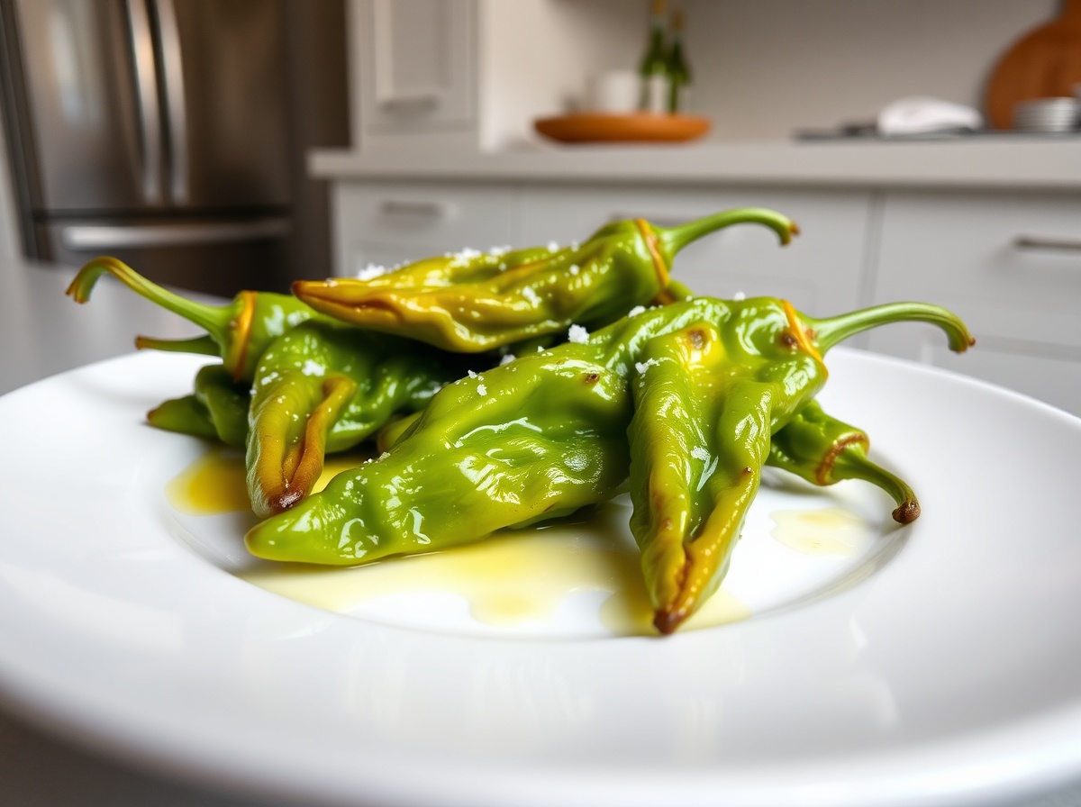 Leckere Pimientos de Padrón, knusprig zubereitet im Airfryer.