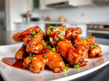 Knusprige Teriyaki-Hähnchenflügel mit perfekt karamellisiertem Glasur.