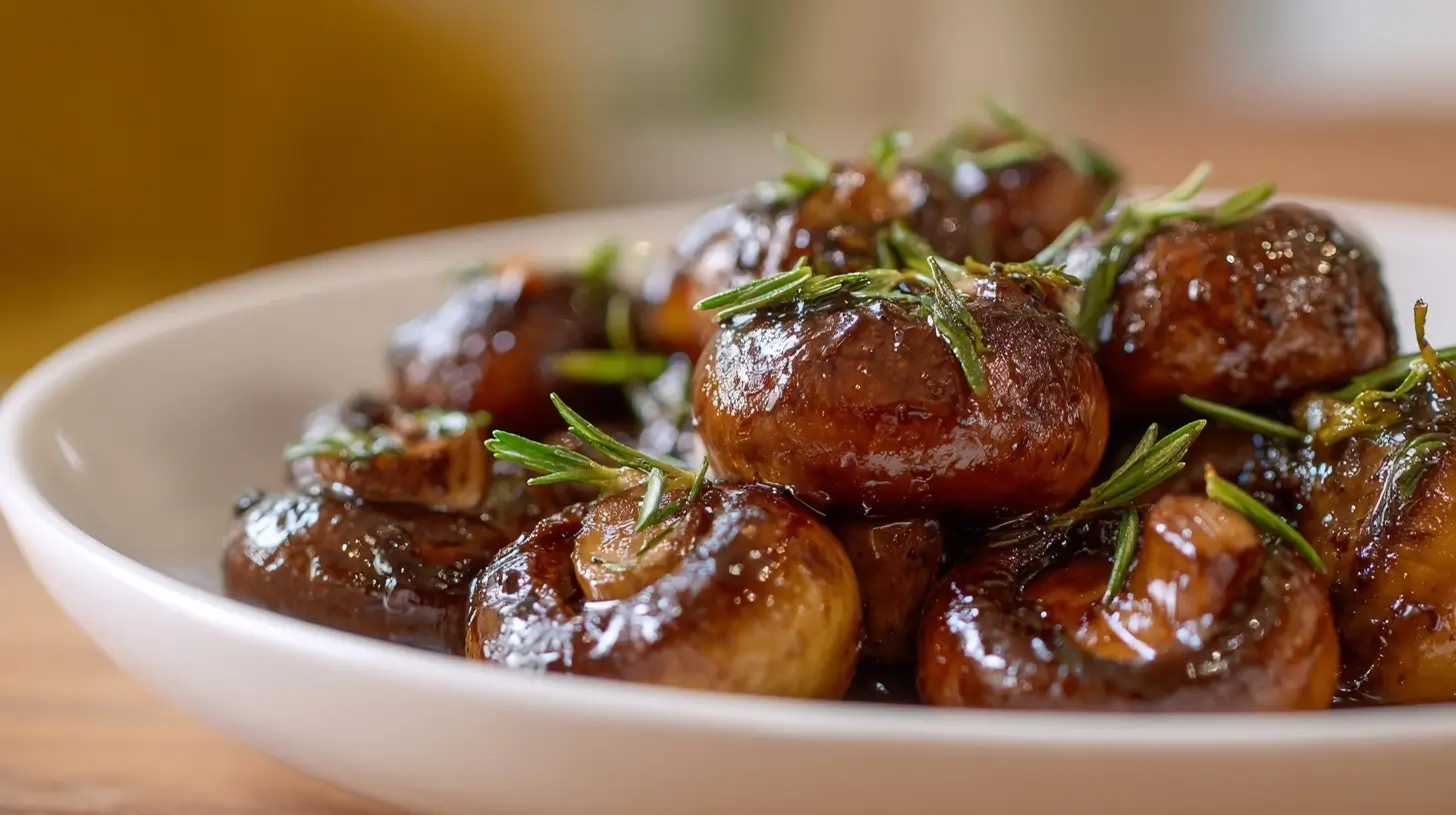 Leckere Balsamico Champignons im Airfryer, perfekt zubereitet und aromatisch.