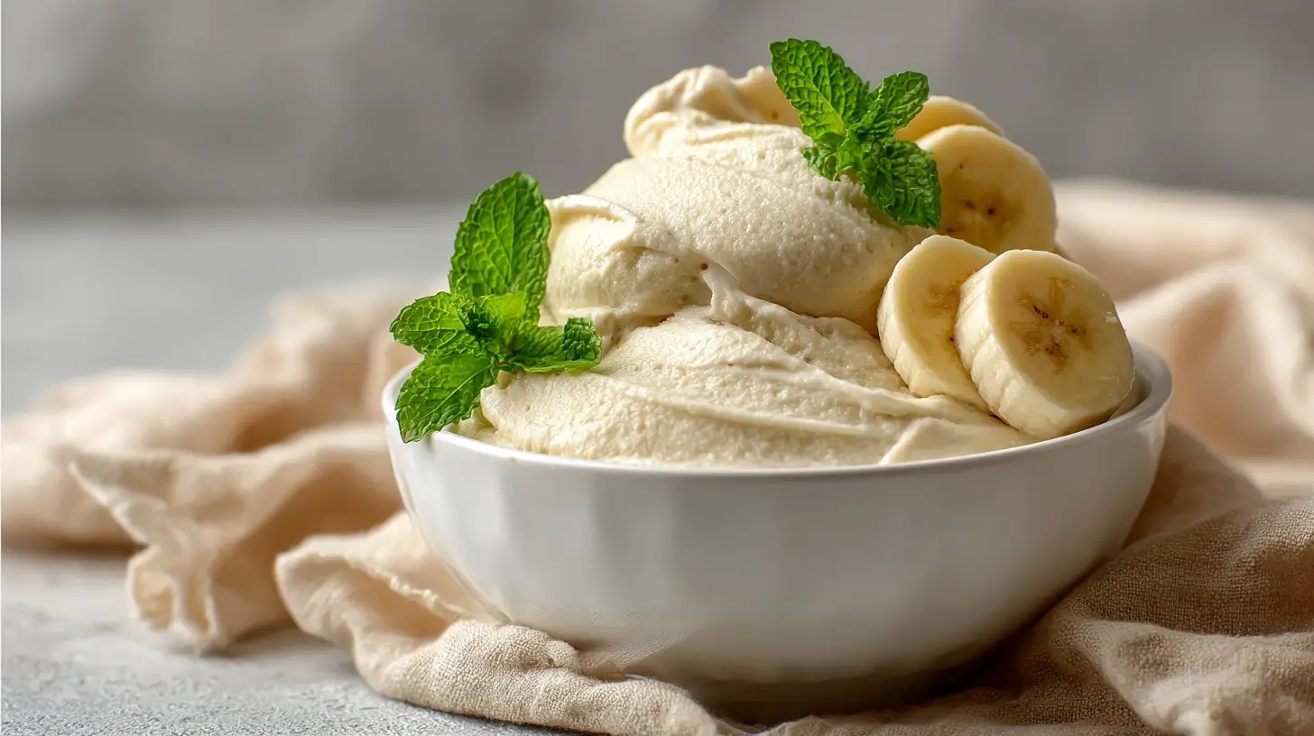 Leckeres, cremiges Bananen-Eis im Airfryer für heiße Sommertage.