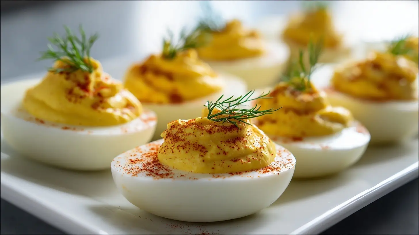 Leckere gefüllte Eier, die im Airfryer perfekt zubereitet sind.