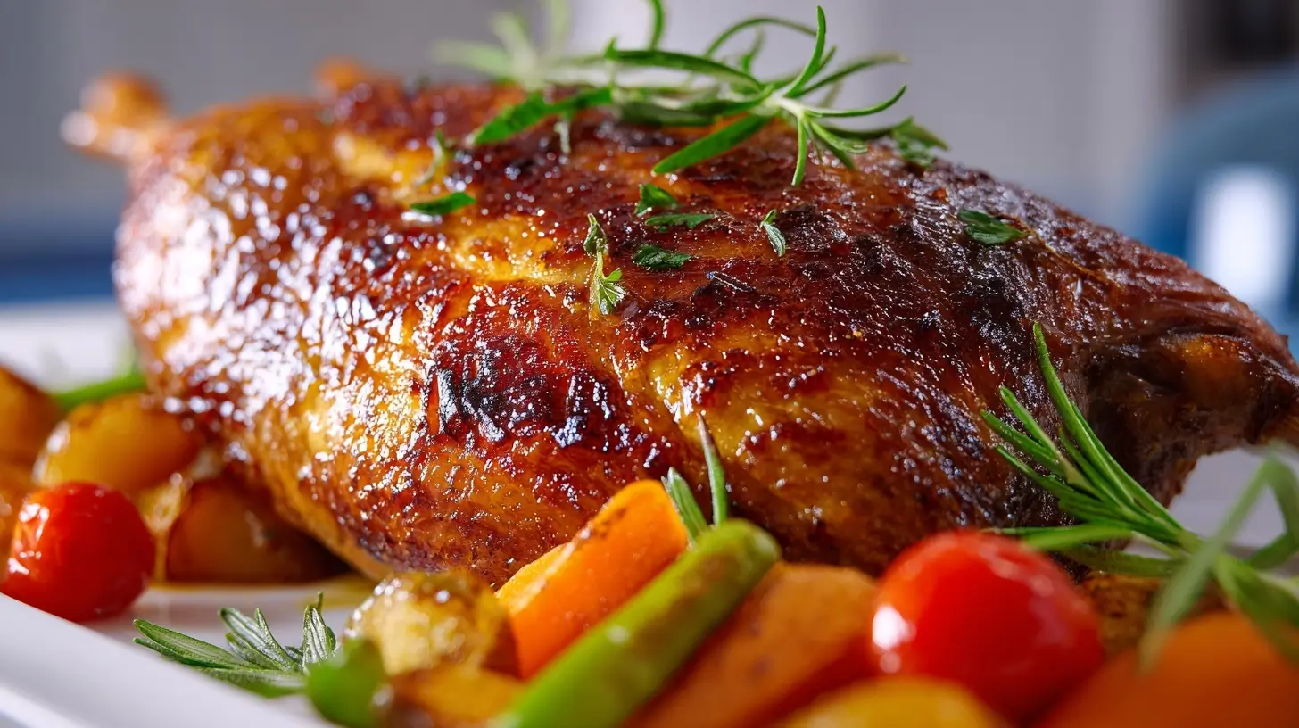 Saftige Festtagsgans, perfekt zubereitet in der Heißluftfritteuse für ein Festmahl.