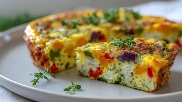 Leckere Frittata mit frischen Zutaten, perfekt zubereitet im Airfryer für ein schnelles Abendessen.
