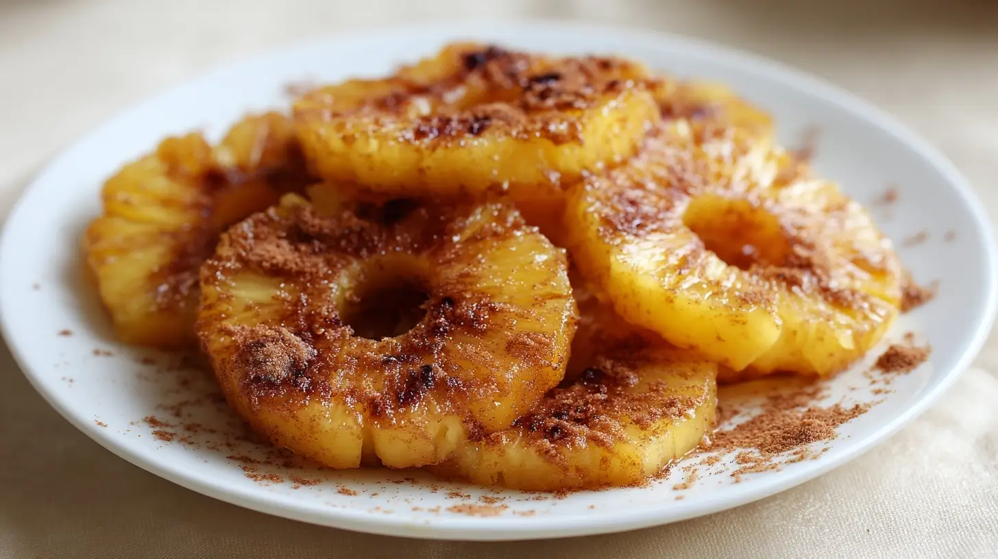 Gebackene Ananas mit Zimt, knusprig zubereitet im Airfryer.