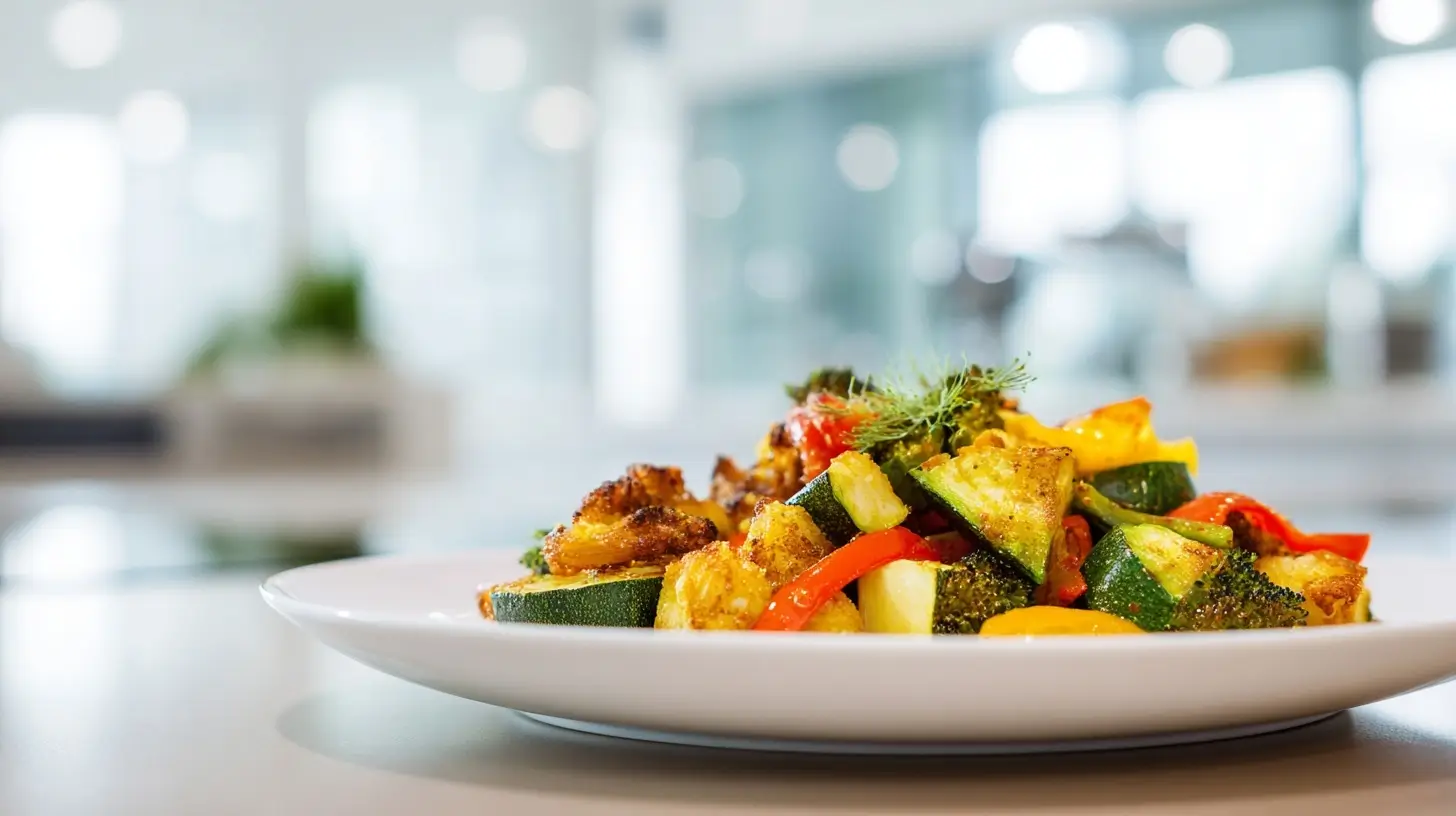 Leckeres Gemüse im Airfryer, perfekt zubereitet für eine gesunde Mahlzeit.