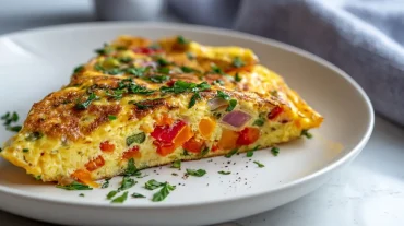 Leckeres Gemüse Omelett, zubereitet im Airfryer für ein schnelles und gesundes Gericht.