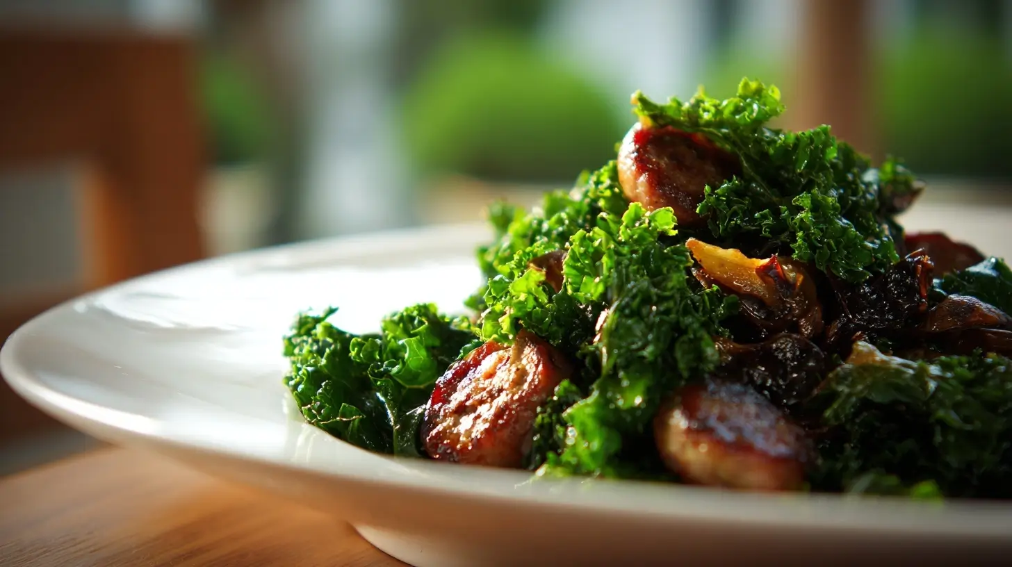 Leckeres Grünkohlgericht mit Pinkel, perfekt zubereitet im Airfryer.