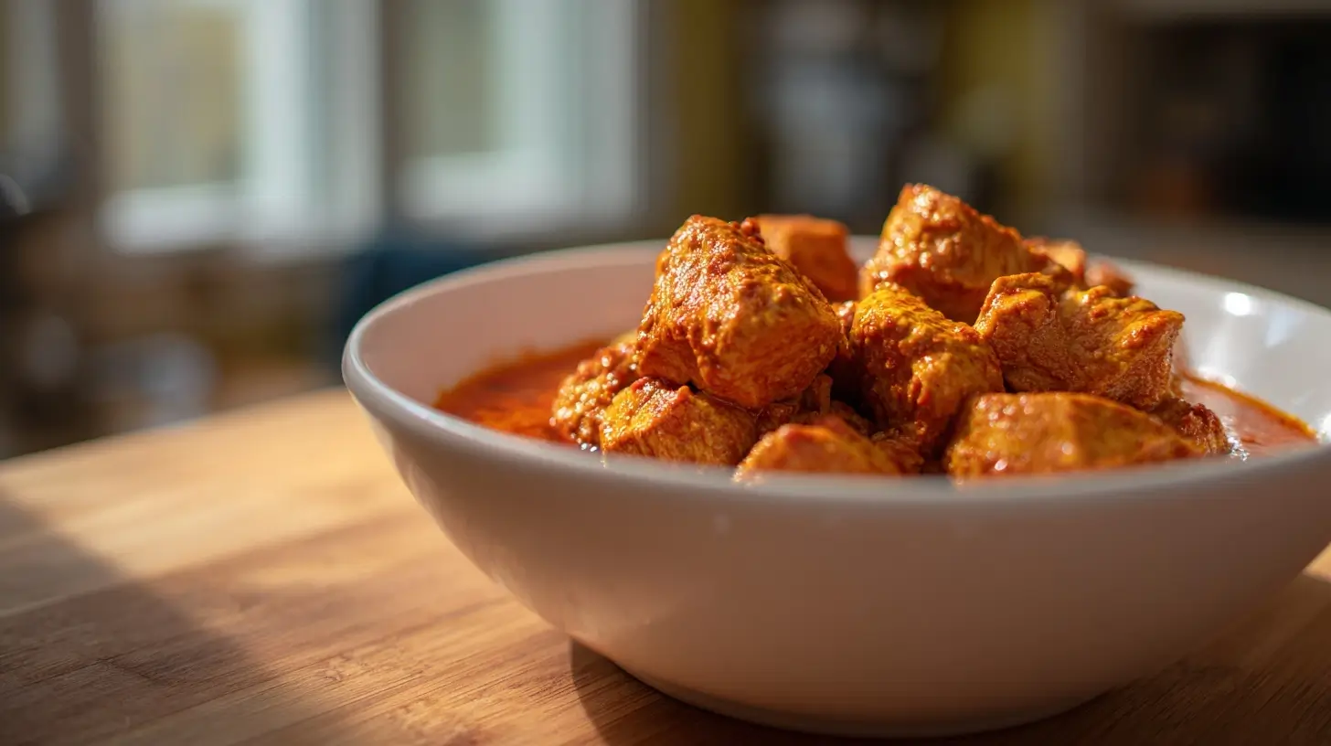 Köstliches indisches Curry, perfekt zubereitet in der Heißluftfritteuse für eine schnelle und gesunde Mahlzeit.