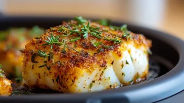 Leckeres Kabeljau-Rezept mit erfrischenden Kräutern zubereitet im Airfryer.