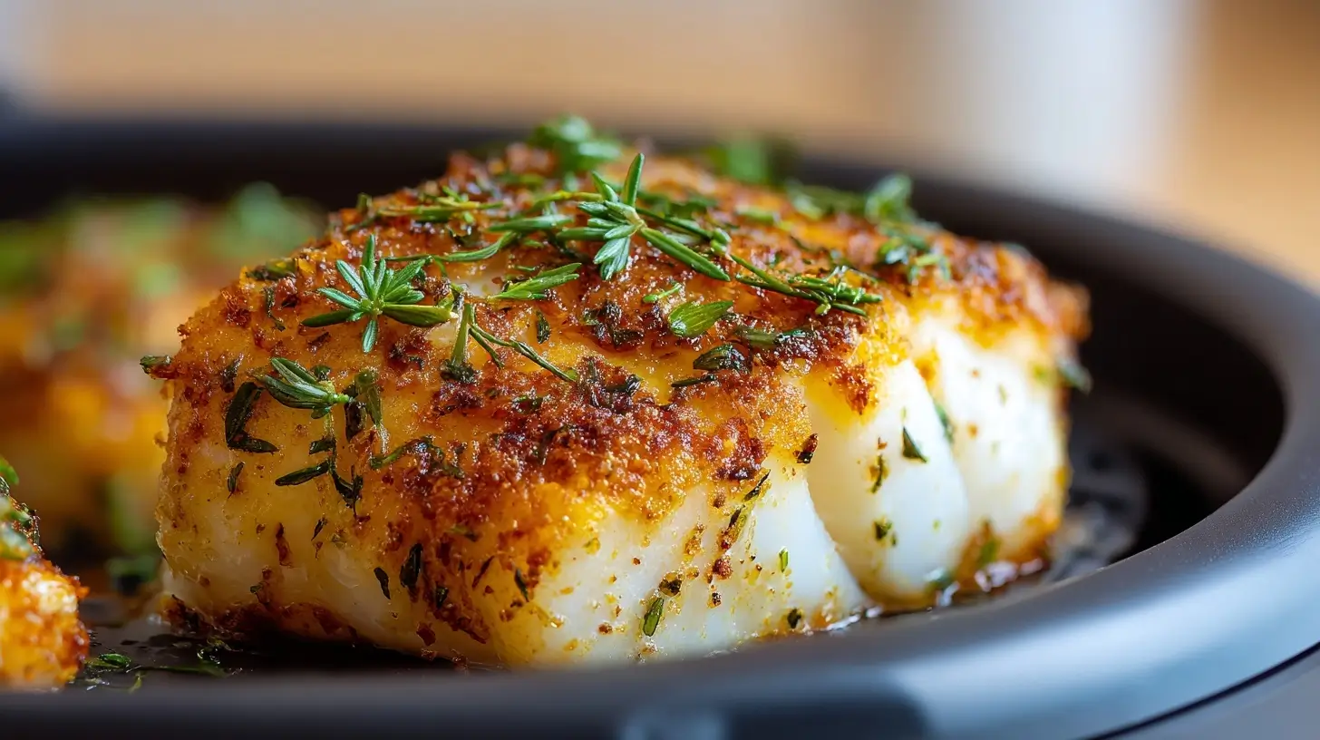 Leckeres Kabeljau-Rezept mit erfrischenden Kräutern zubereitet im Airfryer.