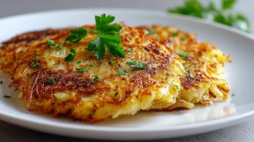 Knusprige Kartoffelrösti, zubereitet im Airfryer für einen gesunden Genuss.