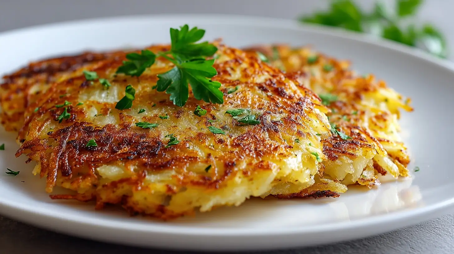 Knusprige Kartoffelrösti, zubereitet im Airfryer für einen gesunden Genuss.