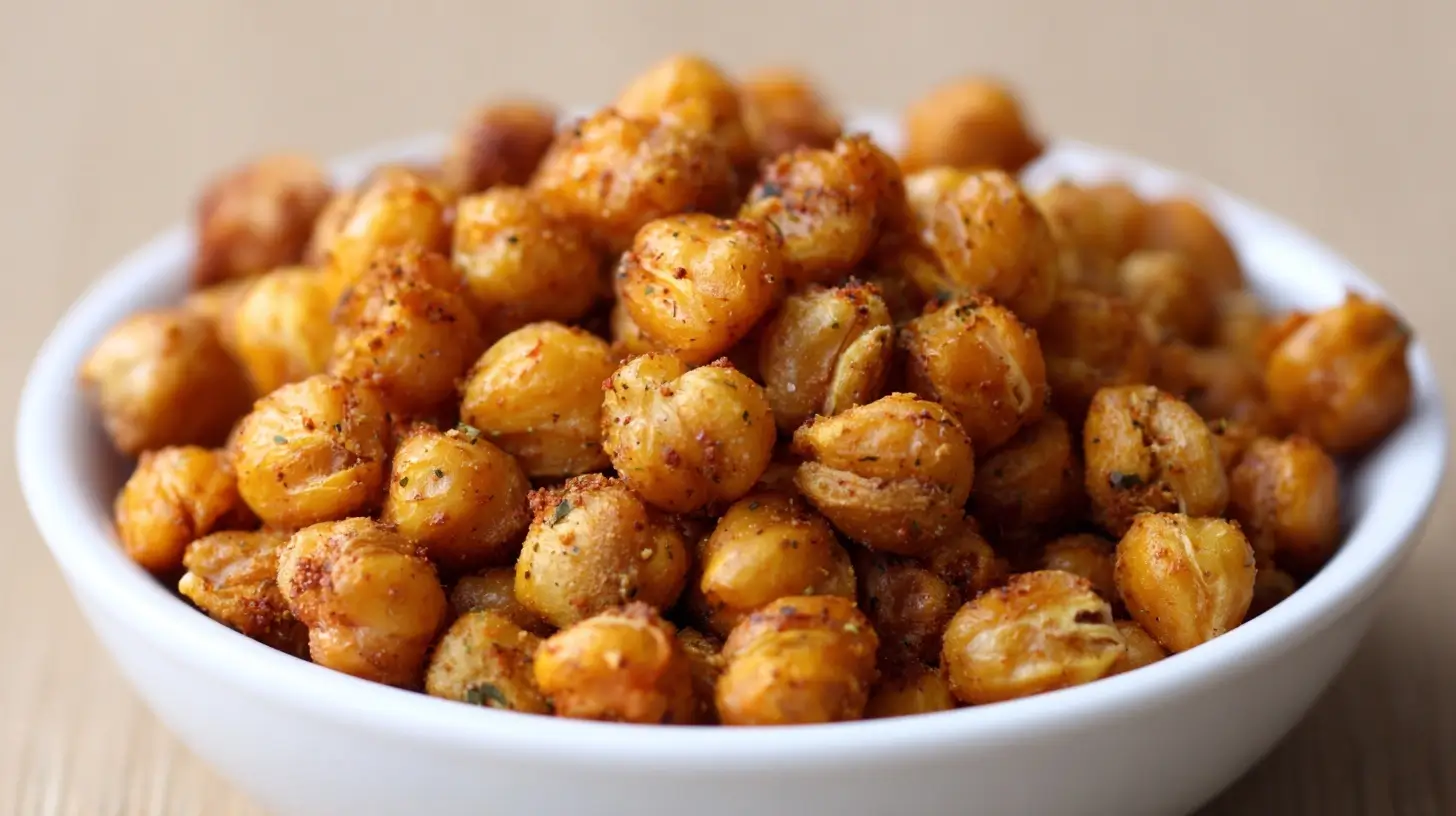 Kräftige Kichererbsen, perfekt knusprig zubereitet im Airfryer.