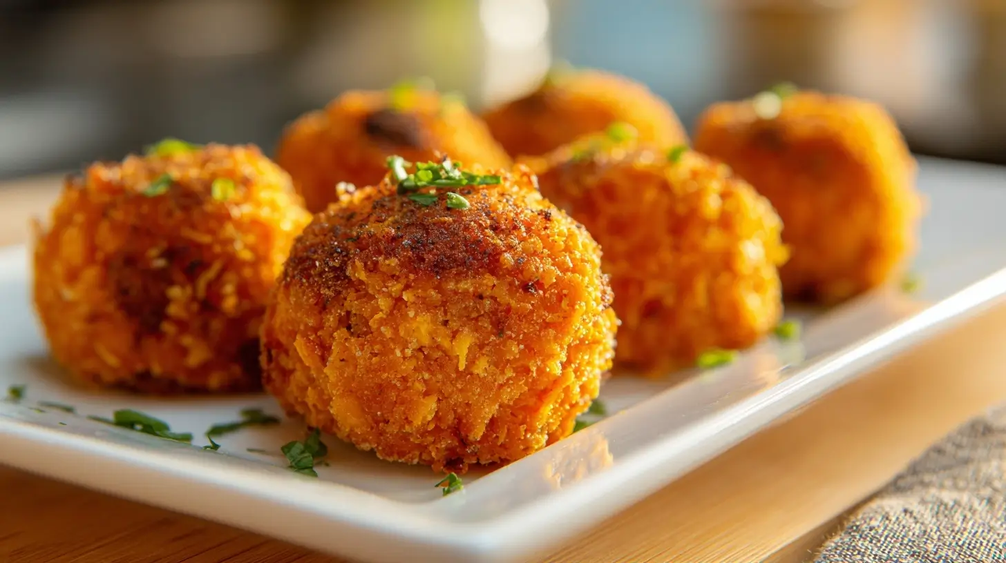 Knusprige koreanische Süßkartoffel-Nuggets, perfekt zubereitet in der Heißluftfritteuse.