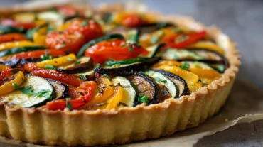 Leckere mediterrane Gemüse-Tart, perfekt zubereitet im Airfryer.