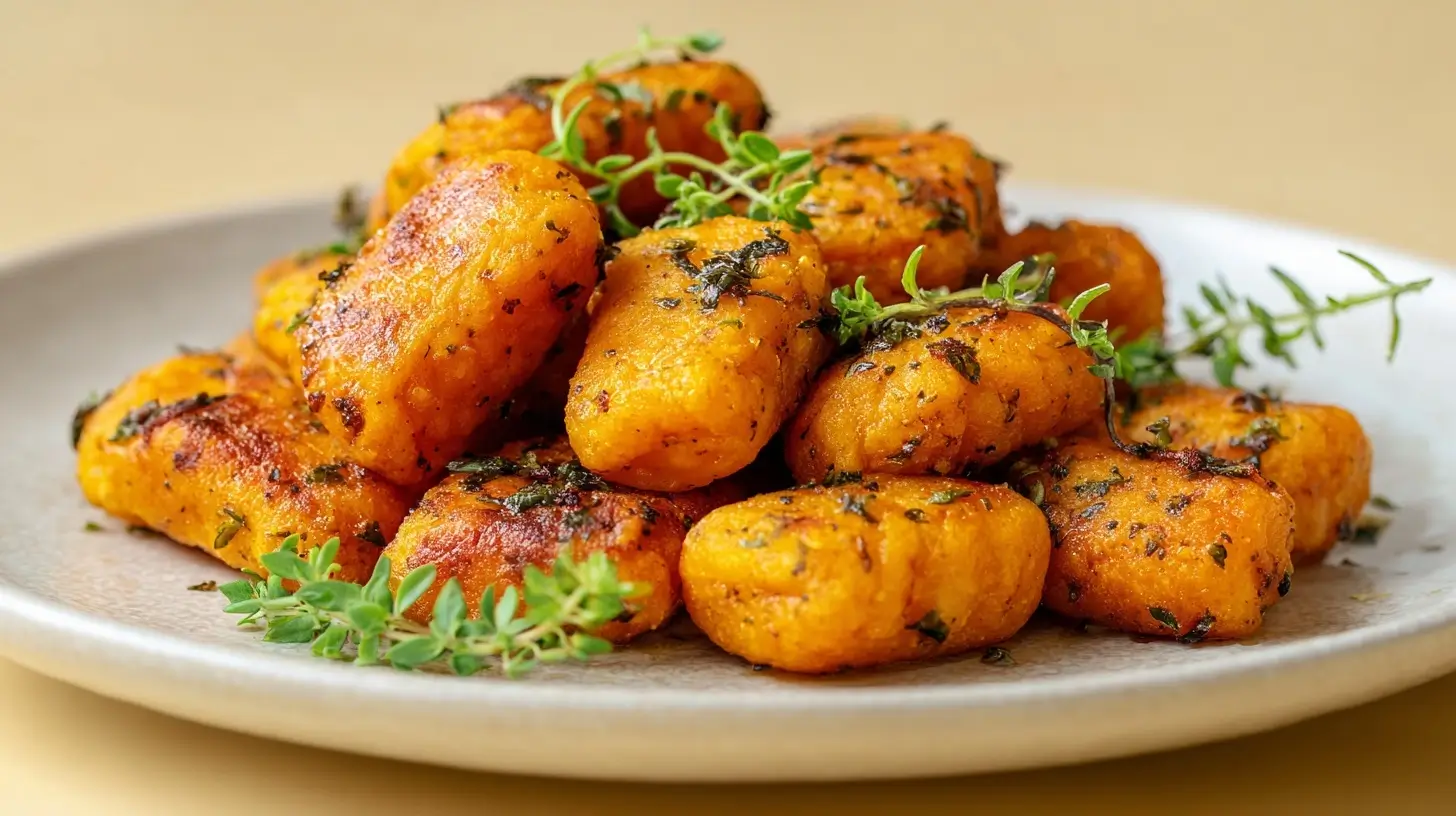 Köstliche Süßkartoffel Gnocchi, perfekt zubereitet im Airfryer.