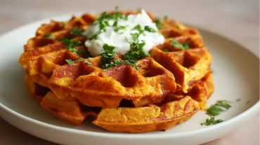 Leckere Süßkartoffelwaffeln, perfekt zubereitet im Airfryer für einen knusprigen Genuss.