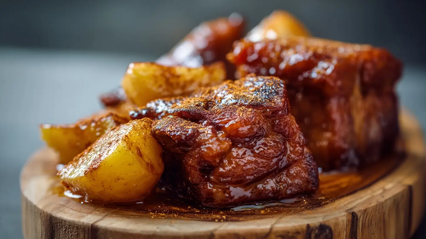 Leckerer winterlicher Apfel-Zimt-Schmorbraten, der perfekt im Airfryer zubereitet wird.