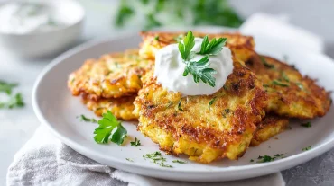 Leckere Gemüsepuffer, frisch zubereitet im Airfryer – gesund und knusprig.