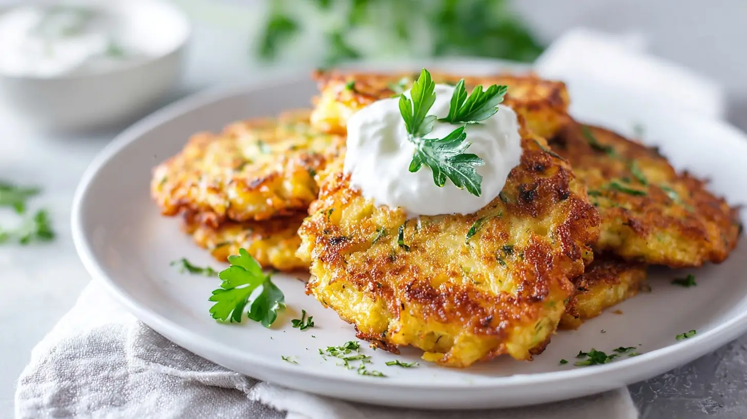 Leckere Gemüsepuffer, frisch zubereitet im Airfryer – gesund und knusprig.