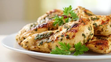 Saftiges Hähncheninnenfilet, perfekt im Airfryer zubereitet für ein schnelles und gesundes Abendessen.