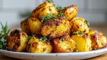 Goldene, knusprige Kartoffeln, die perfekt im Airfryer zubereitet wurden.