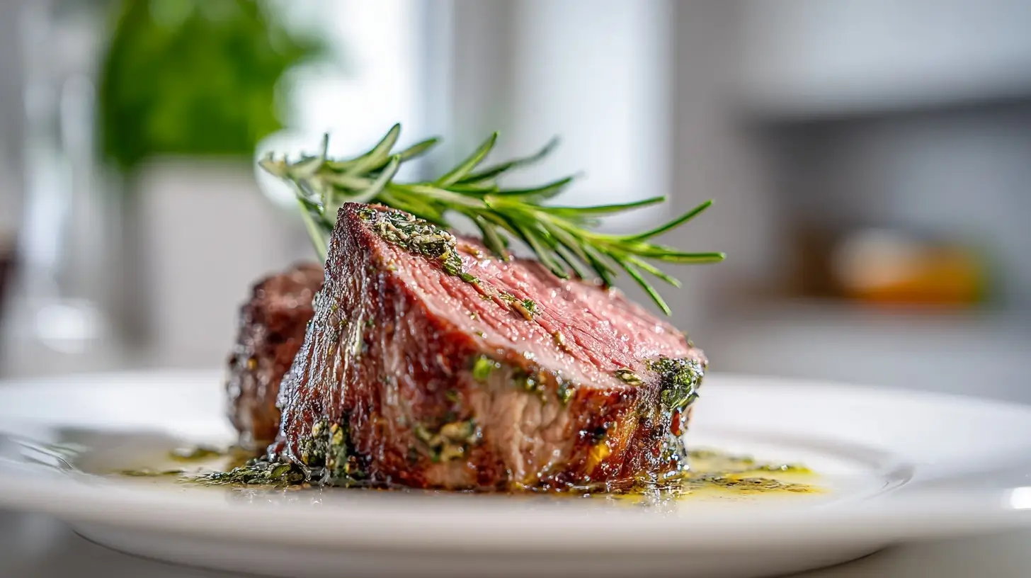 Saftiger Lammrücken, perfekt zubereitet im Airfryer für ein köstliches Dinner.