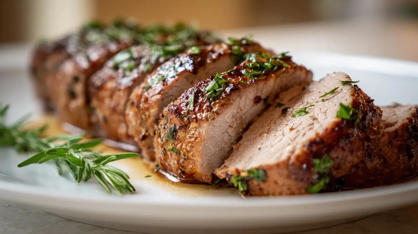 Saftige Lende, die im Airfryer zubereitet wird und saftigen Genuss verspricht.