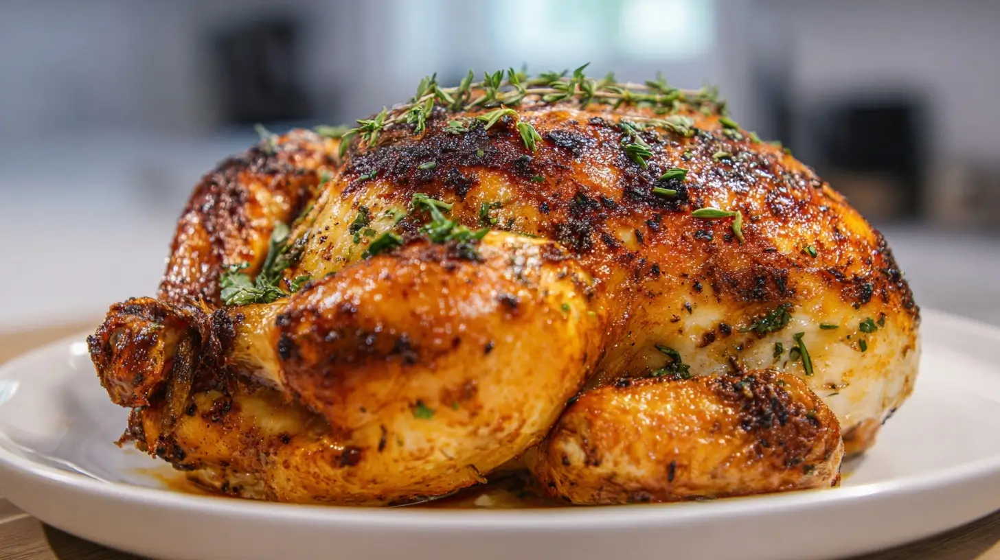 Saftiges Brathähnchen, perfekt zubereitet im Airfryer für einen knusprigen Genuss.
