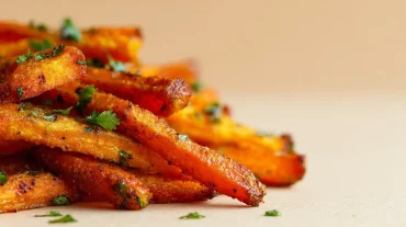 Leckere Karotten Pommes, knusprig im Airfryer zubereitet.