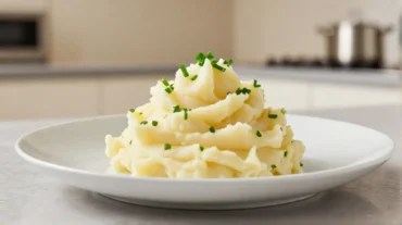 Leckeres, cremiges Kartoffelpüree, perfekt zubereitet im Airfryer für ein schnelles Abendessen.