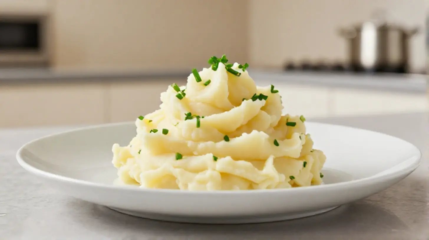 Leckeres, cremiges Kartoffelpüree, perfekt zubereitet im Airfryer für ein schnelles Abendessen.