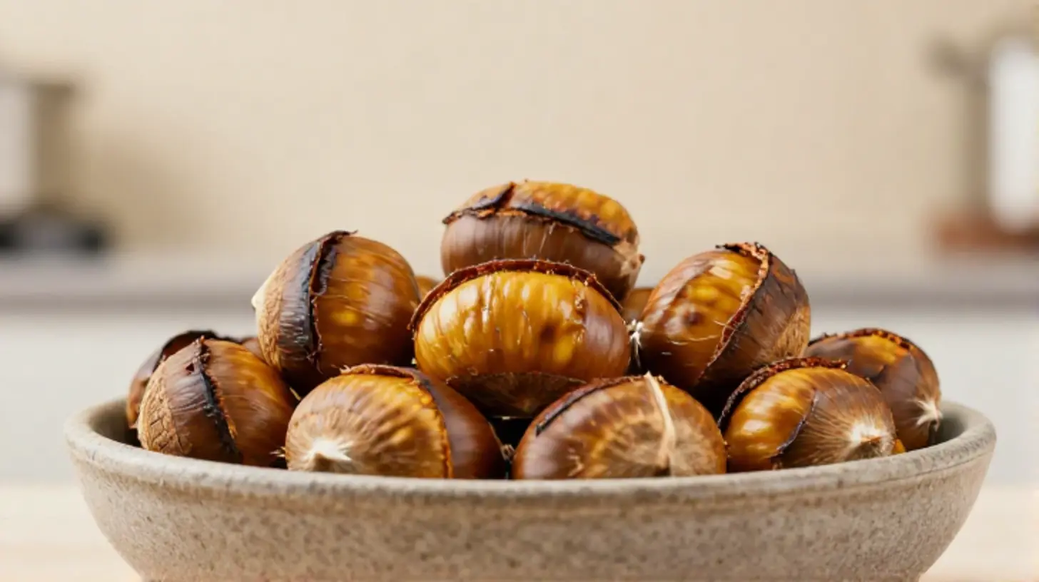 Würzige, knusprige Kestane, perfekt zubereitet im Airfryer für ein köstliches Aroma.