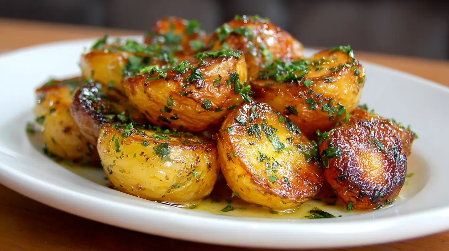 Leckere Knoblauchkartoffeln, perfekt zubereitet im Airfryer für knusprige Ergebnisse.