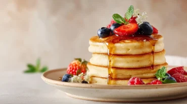 Luftige Pancakes, perfekt zubereitet im Airfryer für ein schnelles Frühstück.