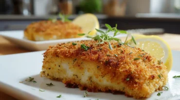 Köstliches paniertes Fischfilet im Airfryer, perfekt knusprig und zart.
