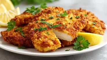 Köstliches paniertes Hähnchen zubereitet im Airfryer für eine gesunde Genuss-Option.