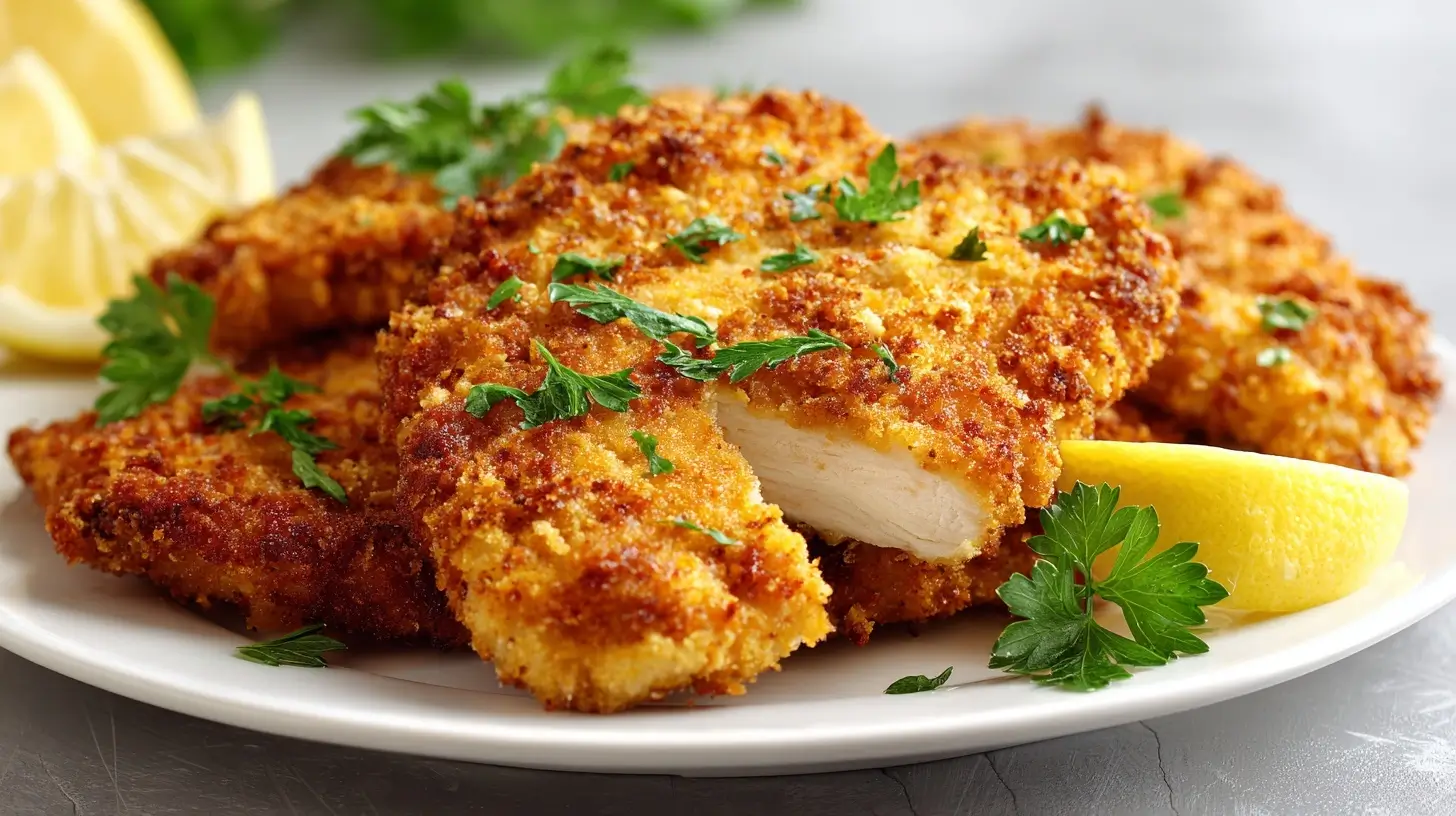 Köstliches paniertes Hähnchen zubereitet im Airfryer für eine gesunde Genuss-Option.