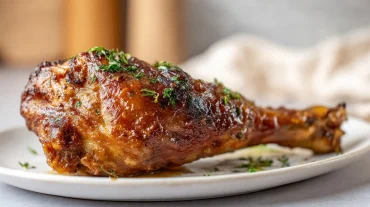 Saftige Putenunterkeule in der Heißluftfritteuse perfekt zubereitet.